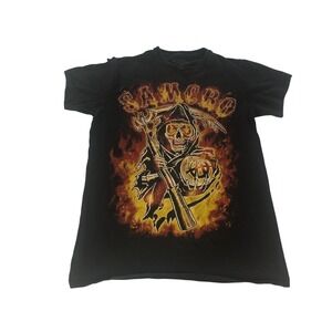 Kids Sons of Anarchy SAMCRO Grim‎ Reaper Fire T Shirt Size S